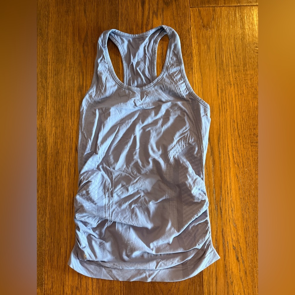 Purple/Grey Athleta Tank Top with Cinched Waist